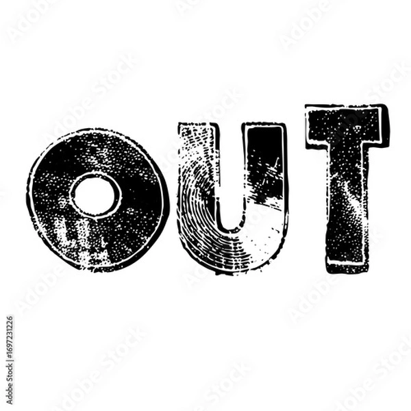 Fototapeta Vector Bold typographic featuring the word OUT with a circular element.