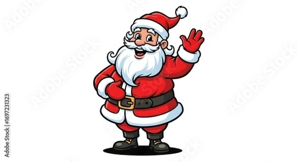 Fototapeta Cartoon Santa Claus Waving Hello Digitally Illustrated