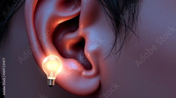 Fototapeta Idea Bulb Moment, Lightbulb Inspiration Art, Creative Spark Design, Sudden Insight Photo, Funny Idea Expression