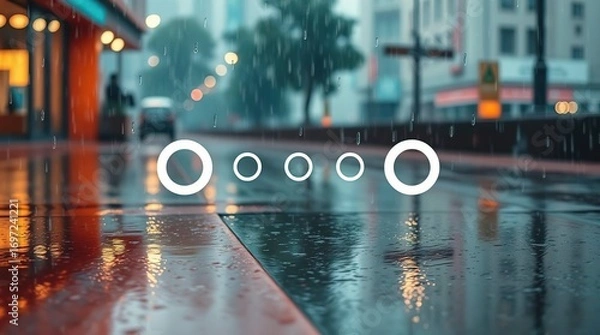 Obraz Rainy City Street Loading Circles.