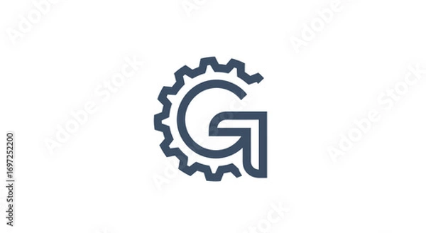 Fototapeta Innovative letter G logo design featuring a gear symbol signifying automation and precision