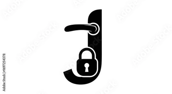 Fototapeta Stylized graphic of a locked door handle offering security assurance for residences and buildings