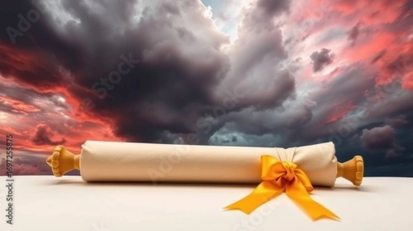 Fototapeta Vintage Scroll with Dramatic Sky.