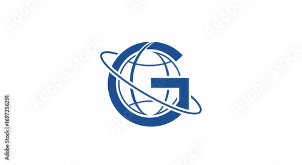 Fototapeta Modern global network vector logo with letter G, representing worldwide company symbol or
