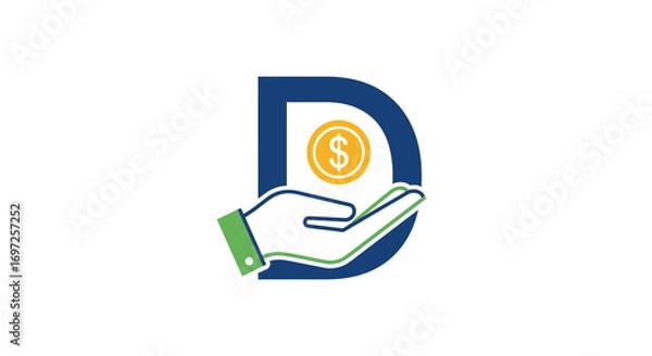 Fototapeta Creative graphic logo representing monetary gains and wealth management using lettermark D