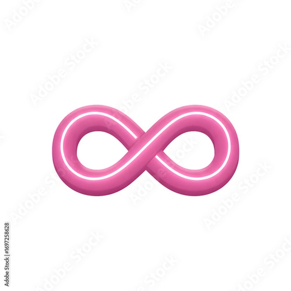 Fototapeta Vibrant pink infinity symbol glowing with internal light for endless possibilities