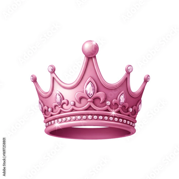 Fototapeta Sparkling pink crown adorned with jewels royal symbol of luxury and elegance