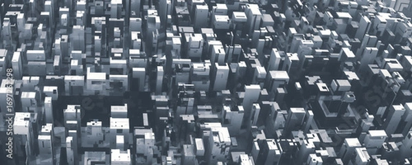 Obraz Abstract cityscape, geometric city blocks, urban design.