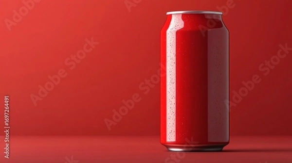 Obraz Red aluminum can on red background