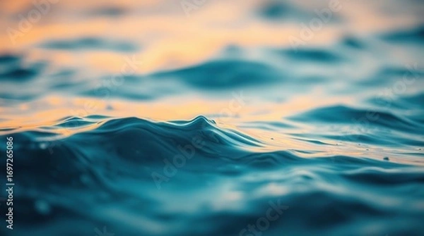 Fototapeta Water Waves Sunset Closeup.