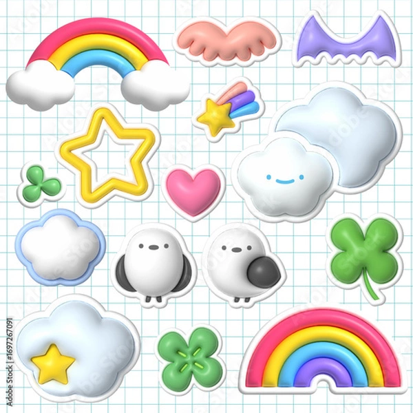 Fototapeta ぷにぷにのグミ文字風デコレーション素材セット