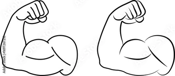 Obraz Arm Flexing Bicep Emoji on transparent background.	