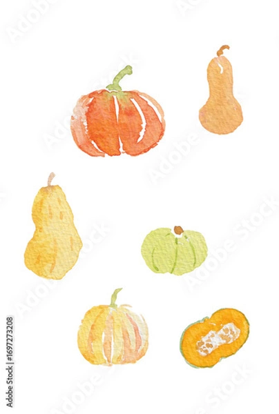 Obraz 水彩手描きカボチャ