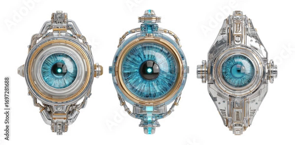 Obraz Futuristic Eye Design with Mechanical Elements and Blue Iris Detail