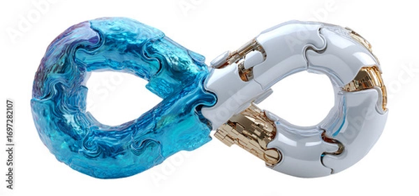 Obraz Abstract Infinity Symbol with Blue Water and White Details