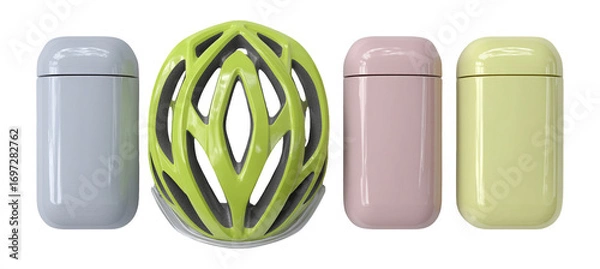 Obraz Stylish Bicycle Helmet with Colorful Protective Cases for Safety
