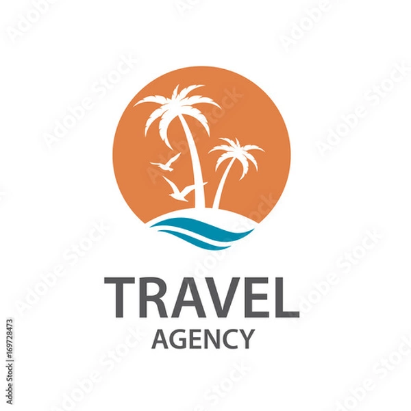 Fototapeta icon with palm trees silhouette on island