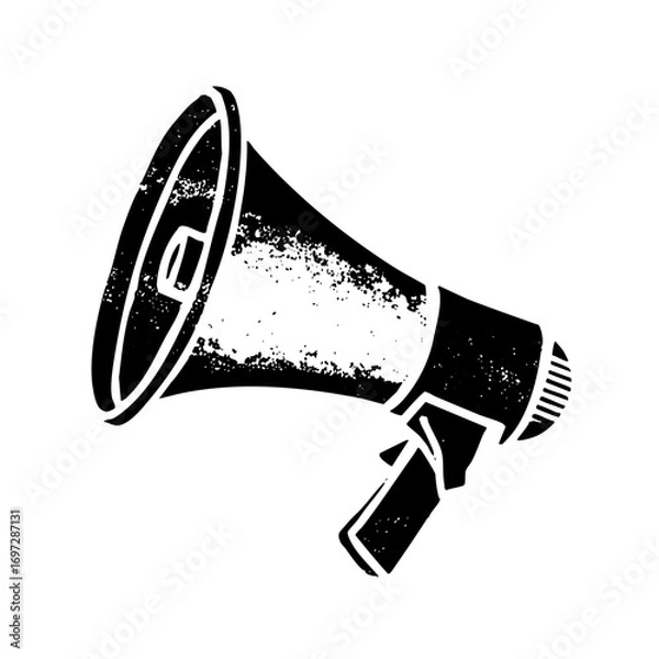 Fototapeta Vector Vintage megaphone with distressed texture.