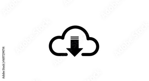 Fototapeta A simple download icon representing cloud storage