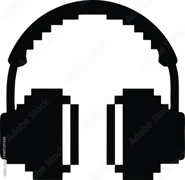 Obraz Pixel headphone vector icon .