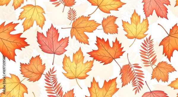 Fototapeta Autumn Leaf Pattern with Orange and Yellow Colors
