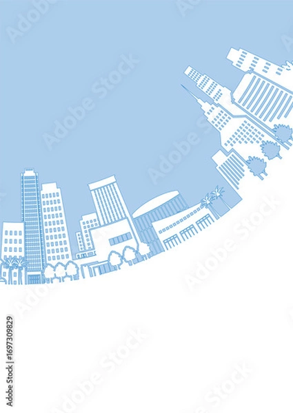 Fototapeta 街並みのシルエットイラスト. 大都市のイメージイラスト.