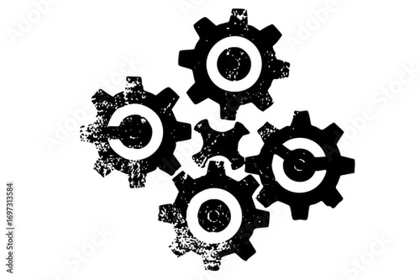 Fototapeta Vector Interlocking Gears with Distressed Texture