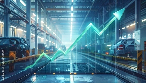 Fototapeta Parallel growth chart with automotive industry