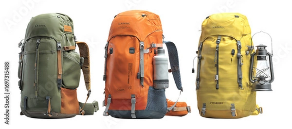 Obraz Colorful Hiking Backpacks for Outdoor Adventures and Explorations