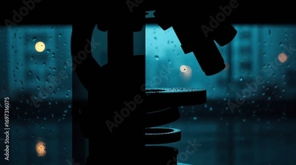 Fototapeta Microscope Rainy Lab Window.