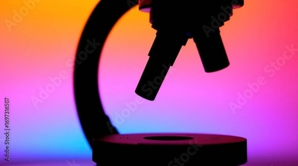 Obraz Microscope Silhouette with Colorful Background.