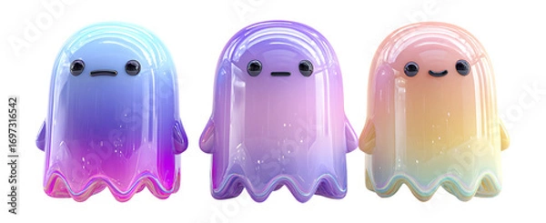 Fototapeta Cute and Colorful Cartoon Ghost Characters with Pastel Colors