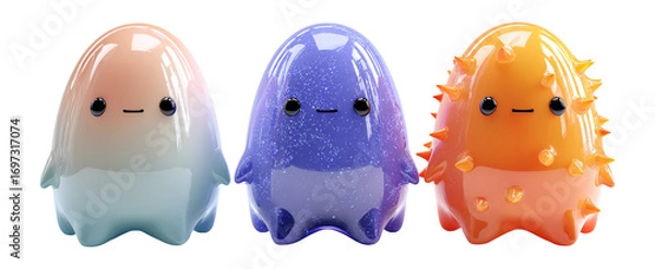 Fototapeta Cute and Colorful Cartoon Characters with Cheerful Expressions