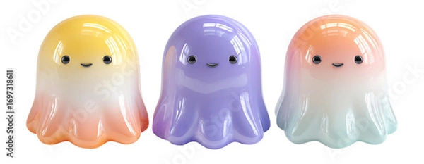 Fototapeta Cute colorful jellyfish figures for playful home decor and gifts