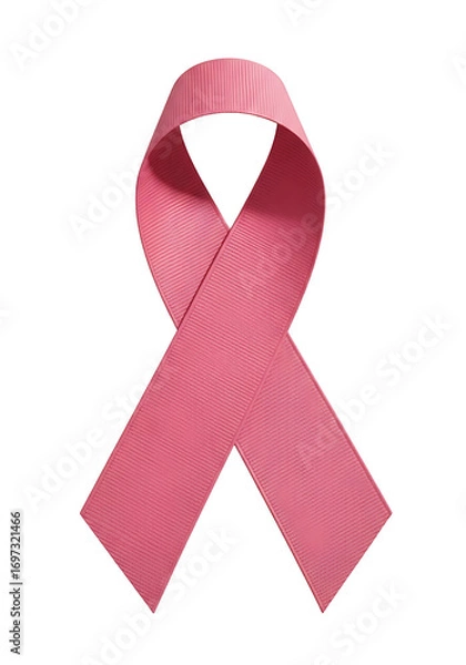 Fototapeta Close up of a pink ribbon symbol on a plane surface showing support for a cause and awareness