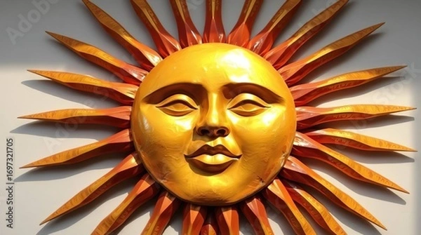 Obraz Golden Sun Face Carving.