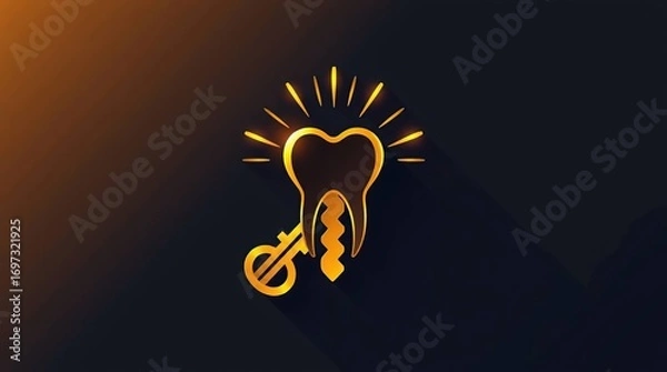 Obraz Golden Tooth Key Icon.