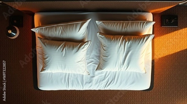 Obraz Modern Bedroom Double Bed Top View.