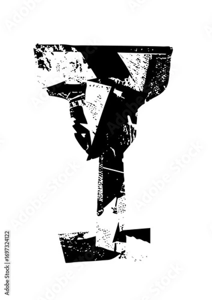 Fototapeta Vector Abstract geometric goblet with distressed texture.