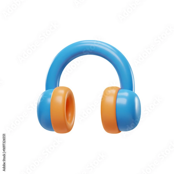 Fototapeta Headphone Listening Device Isolated on Black Background 3D Rendering