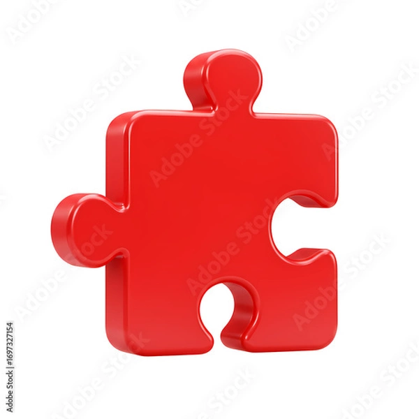 Obraz Single Red Puzzle Piece Represents Completion on Black Background