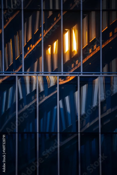 Fototapeta 東京 永田町 議員会館に映る昇る朝日20250831