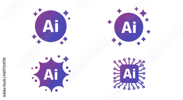 Obraz Artificial intelligence icon futuristic technology vector set