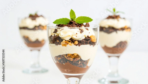 Obraz Decadent Chocolate and Cream Layered Dessert