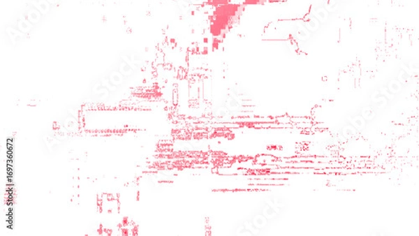 Fototapeta Cyberpunk Street Light Motion with VHS Effect and Pixel Elements. Techno glitch style backdrop. Glitched banner with TV noise, Glitch camera effect. TV scan line monitor. Data noise texture.