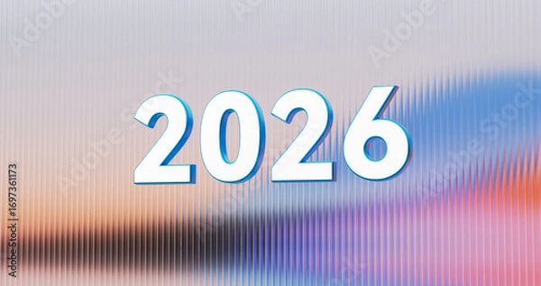 Fototapeta 3D Rendering of 2026 Text with Futuristic Abstract Background for New Year Promotions and Event Marketing