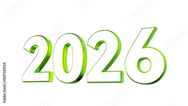 Fototapeta 3D Rendering of “2026” Numerals with Transparent Background for New Year Campaigns and Future - Oriented Projects