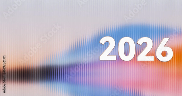 Fototapeta 3D Rendered 2026 Text with Vibrant Gradient Background for Future - Themed Marketing and Event Promotion