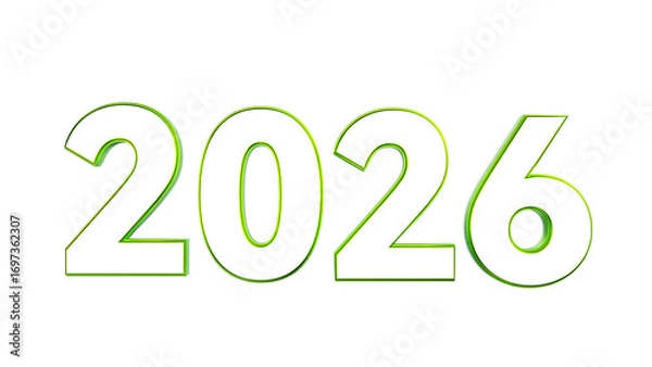 Fototapeta 3D Rendering of 2026 Year Numeral with Transparent Background for New Year Campaigns and Future - Themed Designs