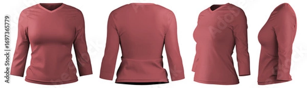 Fototapeta Soft pink 3D long t-shirt design with detailed rendering